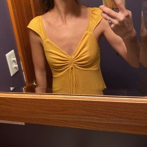 Yellow Butterfly Sleeve Cap Sleeve Sundress